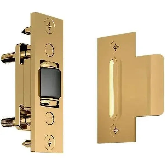 Baldwin 0432 Roller Latch with T Strike in Lifetime Polished Brass finish