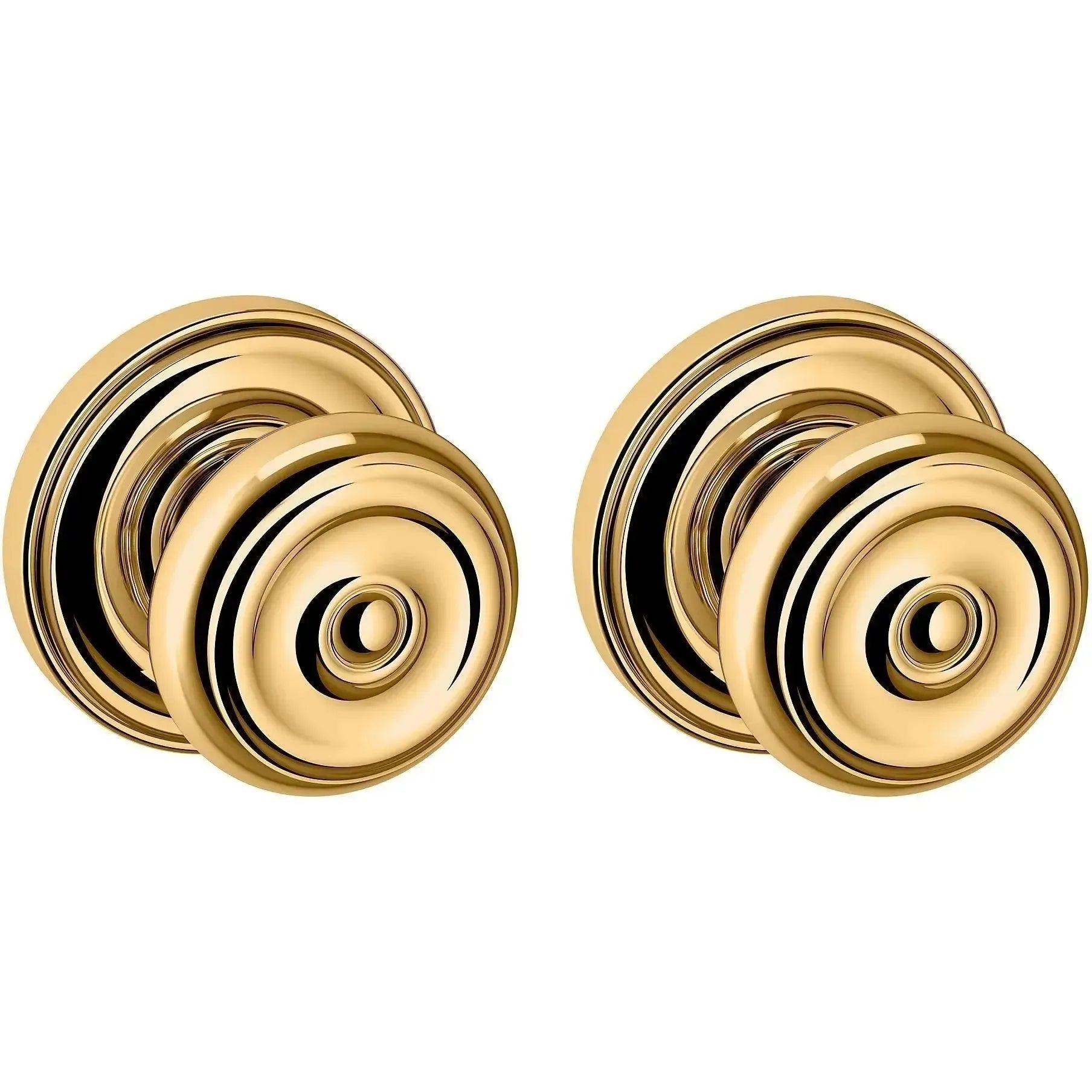 Baldwin 5020 Colonial Knob with 5048 Rosette in Lifetime Polished Brass finish