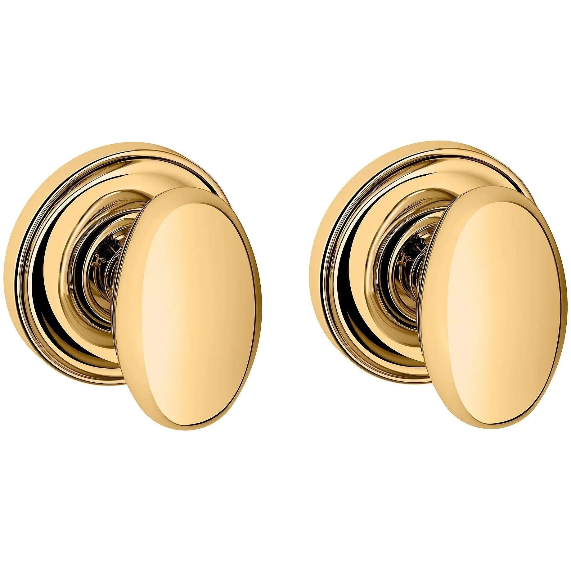 Baldwin 5025 Egg Knob with 5048 Rosette Lifetime Polished Brass