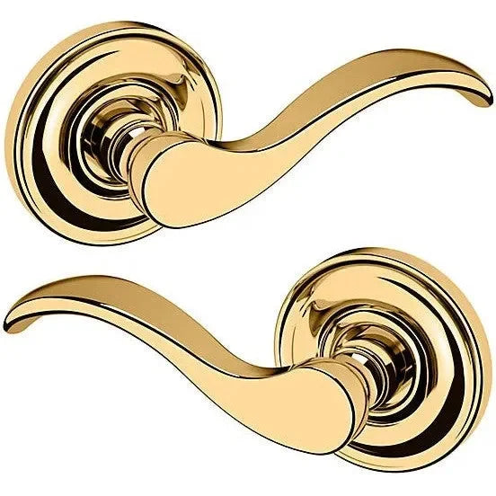 Baldwin 5455V Wave Lever with 5048 Rosette Lifetime Polished Brass