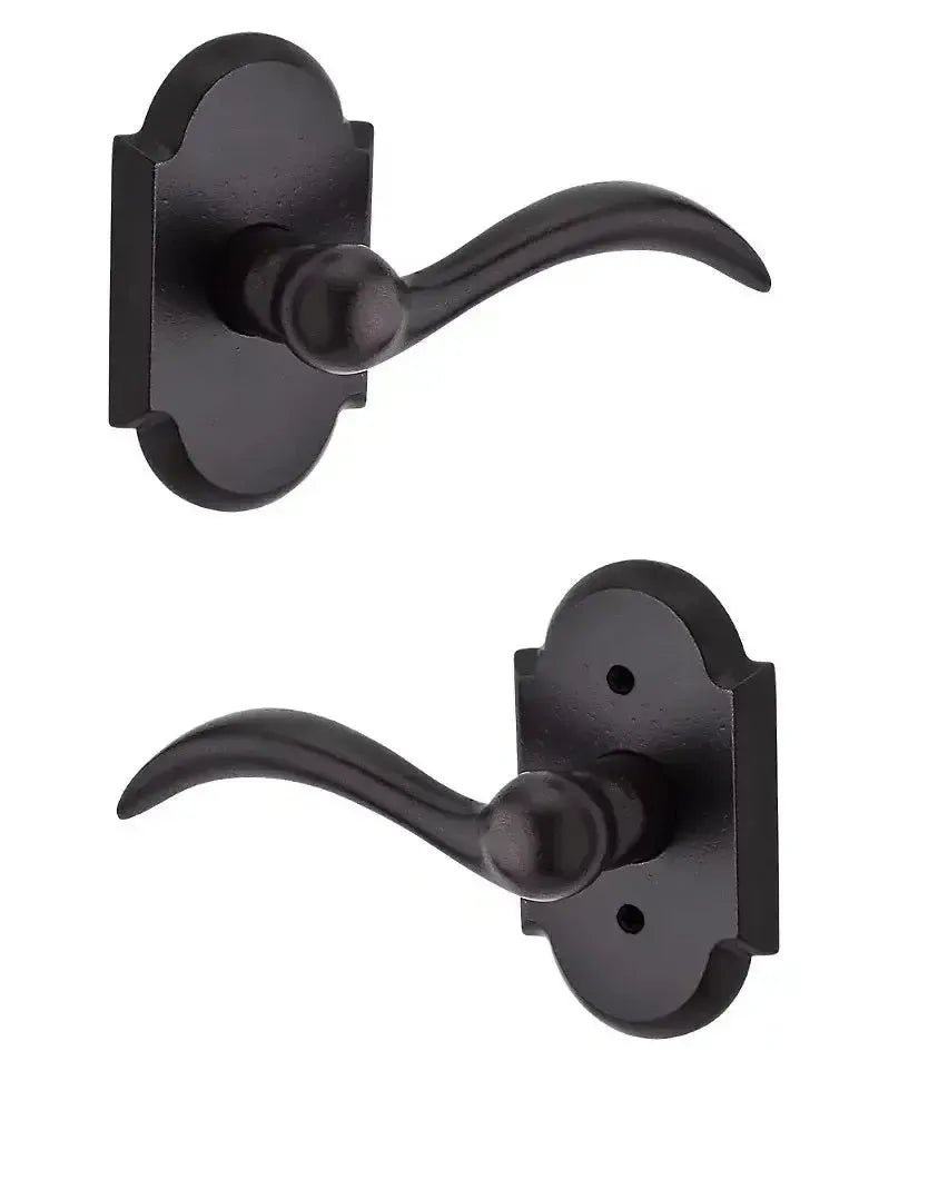 Baldwin Arch Lever with Rustic Arch Rosette in Dark Bronze finish