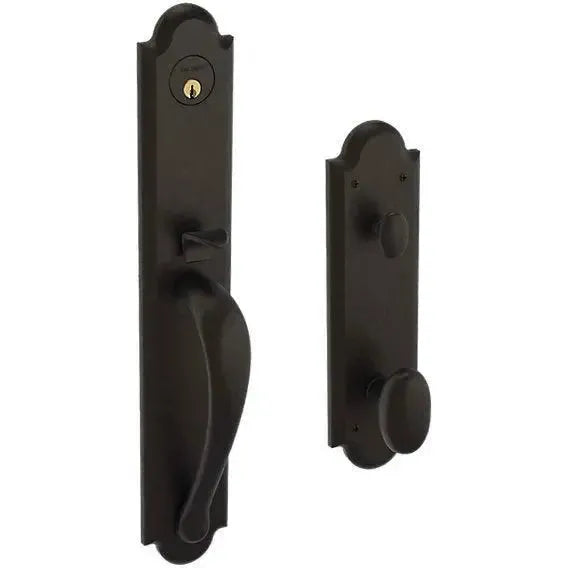 Baldwin Boulder Full Handleset With Interior 5024 Oval Knob in Oil Rubbed Bronze finish