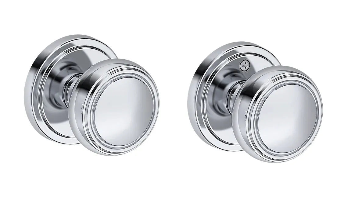 Baldwin Bremerton Knob with Stepped Round Rosette in Polished Chrome finish
