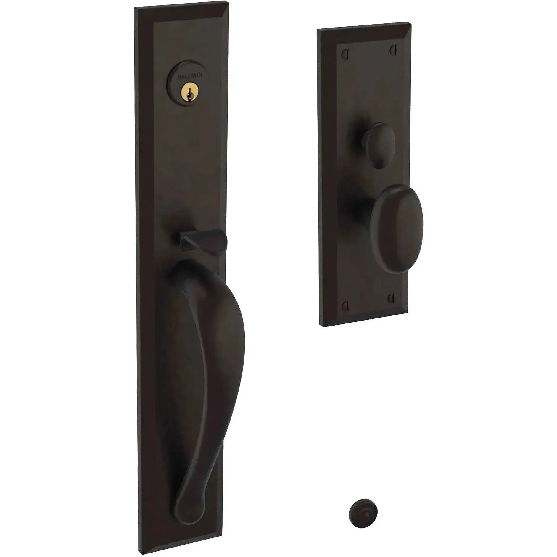 Baldwin Cody Full Escutcheon Handleset Trim with Interior Knob in Oil Rubbed Bronze finish