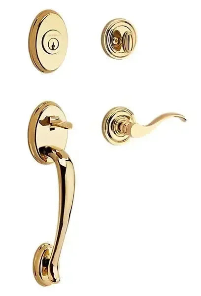 Baldwin ReserveBaldwin Columbus Handleset with Interior Curve Lever with Traditional Round Rosette in