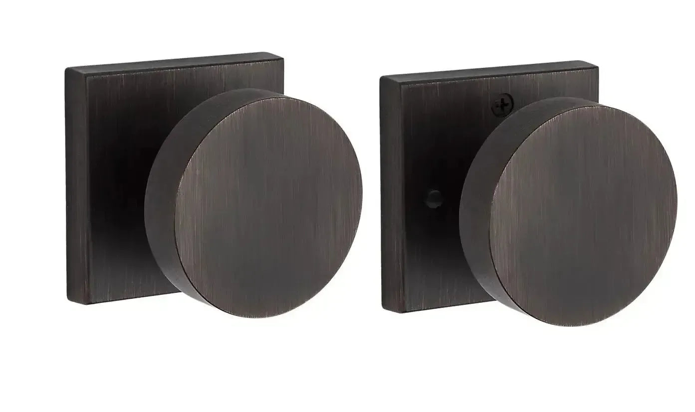 *SALE* Baldwin Contemporary Knob with Contemporary Square Rosette in Venetian Bronze finish
