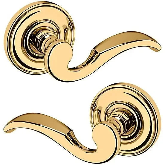 Baldwin Estate 5152 Full Dummy Lever with 5017 Rosette in Lifetime Polished Brass finish