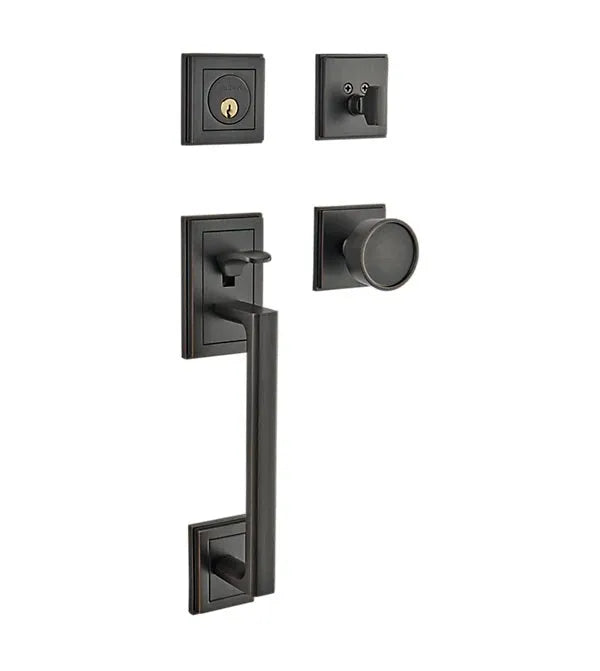 Baldwin Hollywood Hills Sectional Trim Handleset with K008 Hollywood Hills Knob in Venetian Bronze finish