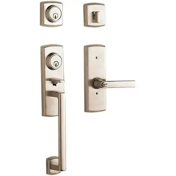 Baldwin Soho 2-Point Lock Single Cylinder Handleset With Interior Soho Lever in Lifetime Satin Nickel finish