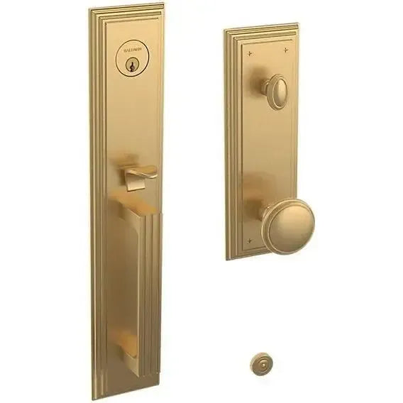 Baldwin Tremont Single Cylinder Full Escutcheon Handleset with 5069 Knob in Vintage Brass finish