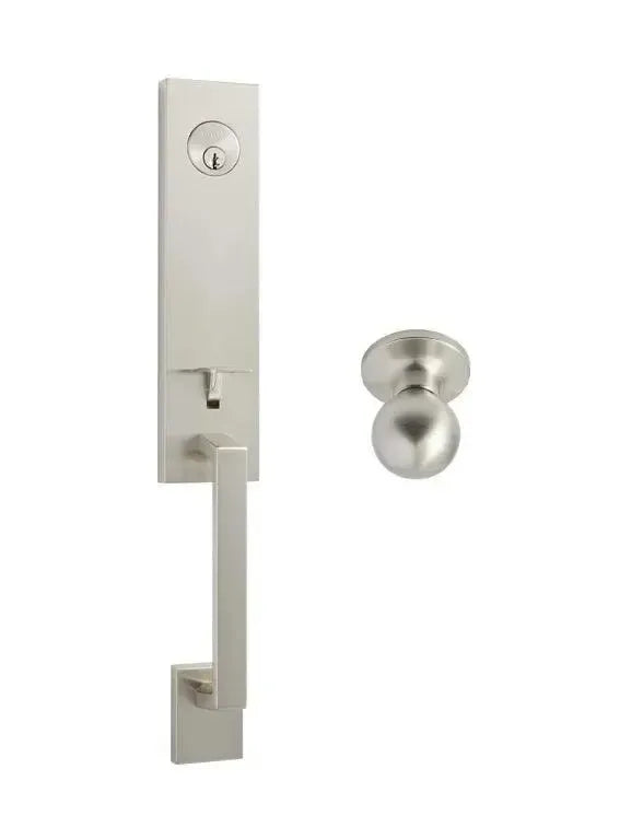 Better Home Products Fisherman's Wharf Handleset with Ball Knob Interior in Satin Nickel finish