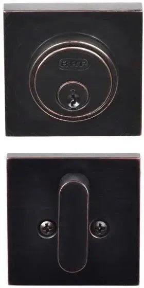 Better Home Products UL Low Profile Square Single Cylinder Deadbolt Dark Bronze