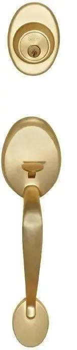 Better Home Products Van Ness Handleset with Ball Knob Interior in Satin Brass finish