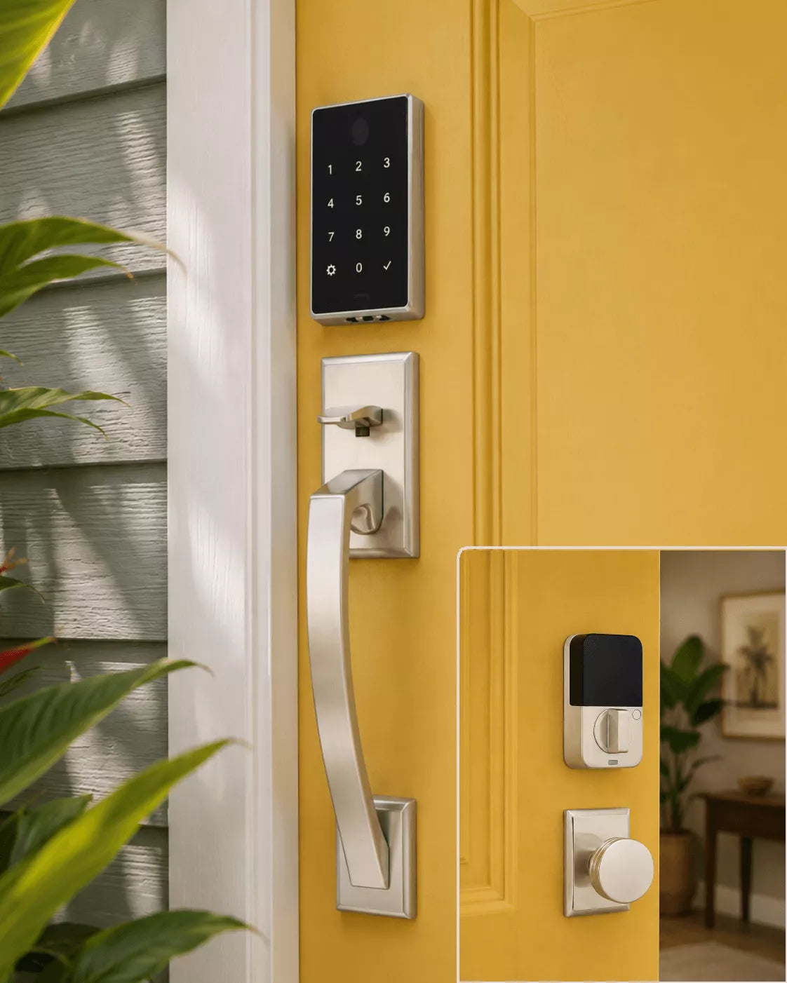 Emtek EMPowered 2 Touch Entry Set with Ares Grip and Interior Bern Knob in finish