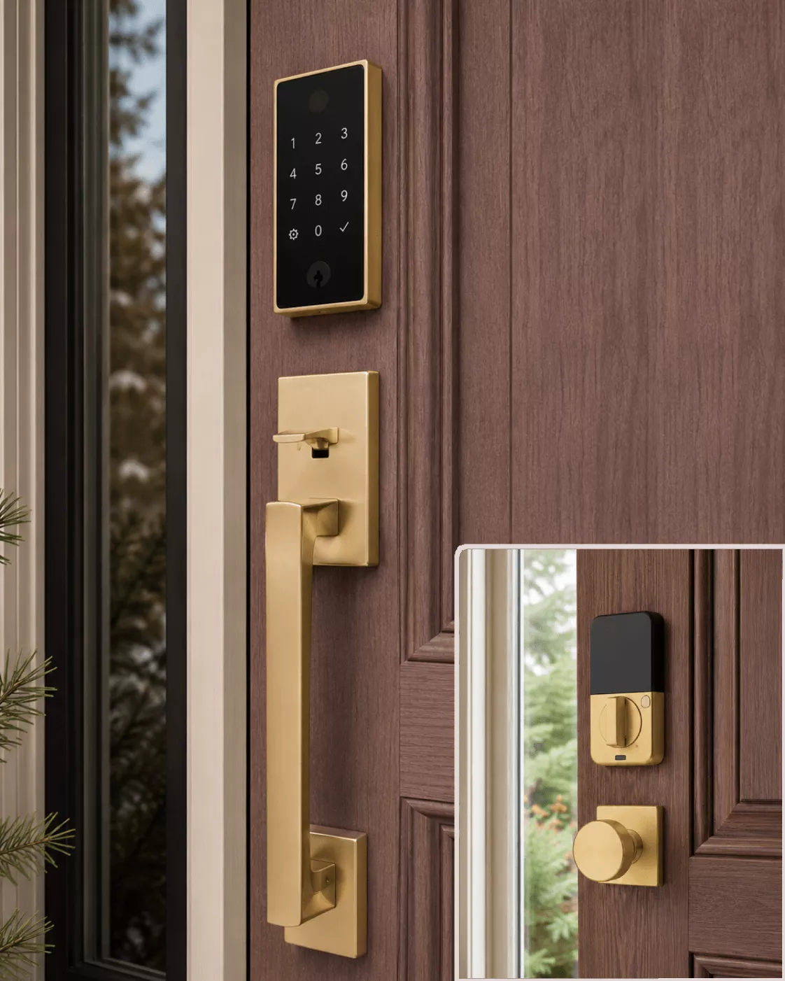 Emtek EMPowered 2 Touch Entry Set with Baden Grip and Bern Knob in finish