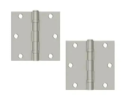 Deltana 3-1/2" x 3-1/2" Square Corner Ball Bearing Hinge in Brushed Nickel finish