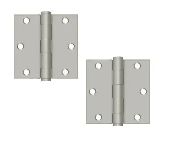 Deltana 3-1/2" x 3-1/2" Square Corner Hinge, Heavy Duty in Brushed Nickel finish