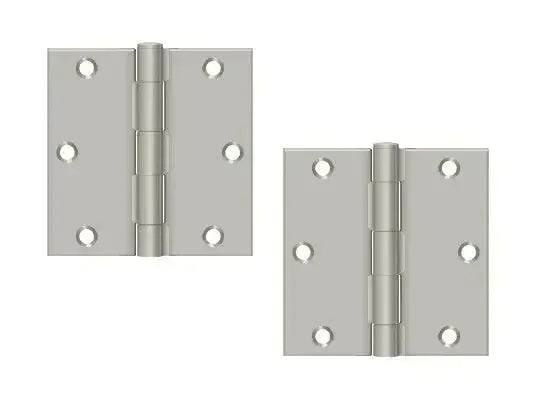 Deltana 3-1/2" x 3-1/2" Square Corner Hinge, Residential in Brushed Nickel finish