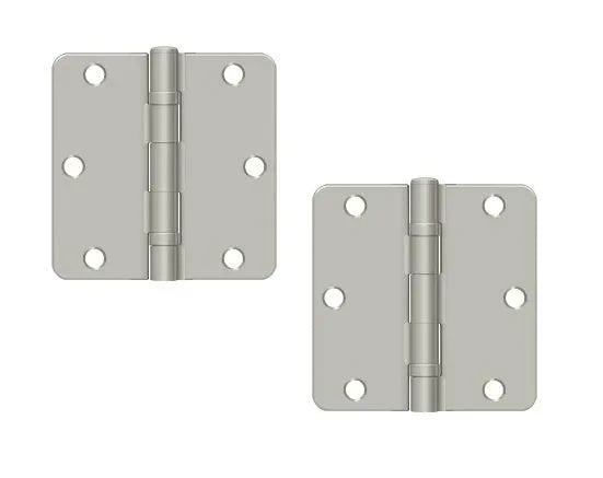 Deltana 3-1/2" x 3-1/2" x 1/4" Radius Ball Bearing Hinge, Residential Brushed Nickel