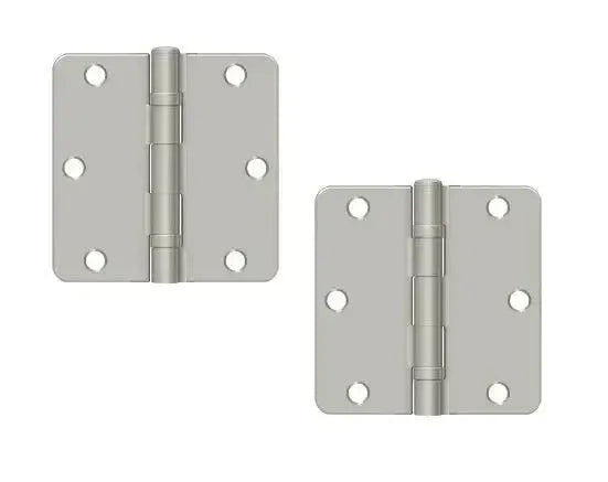 Deltana 3-1/2" x 3-1/2" x 1/4" Radius Ball Bearing Hinge, Residential in Brushed Nickel finish