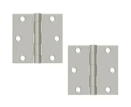 Deltana 3" x 3" Square Corner Hinge, Residential in Brushed Nickel finish