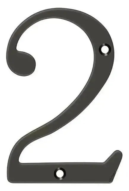 Deltana 4" House Number, Solid Brass, No. 2 Oil Rubbed Bronze