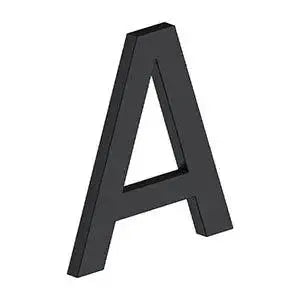 Deltana 4" Letter A, Modern E Series with Risers, Stainless Steel Paint Black
