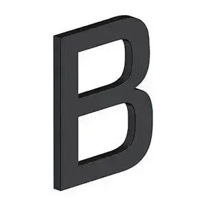 Deltana 4" Letter B, Modern E Series with Risers, Stainless Steel Paint Black