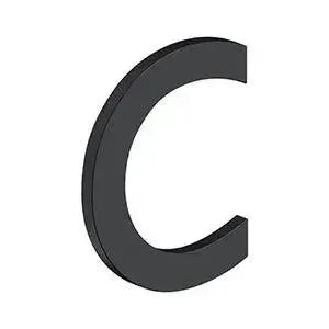 Deltana 4" Letter C, Modern B Series with Risers, Stainless Steel Paint Black