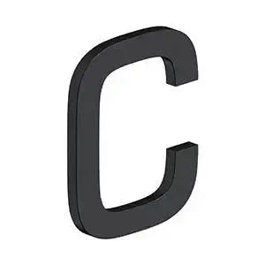 Deltana 4" Letter C, Modern E Series with Risers, Stainless Steel Paint Black