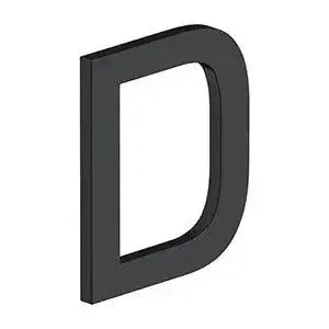 Deltana 4" Letter D, Modern E Series with Risers, Stainless Steel Paint Black