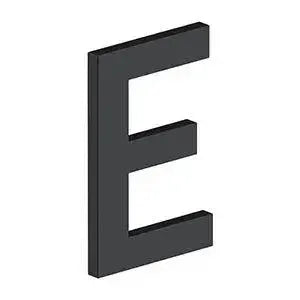 Deltana 4" Letter E, Modern B Series with Risers, Stainless Steel Paint Black