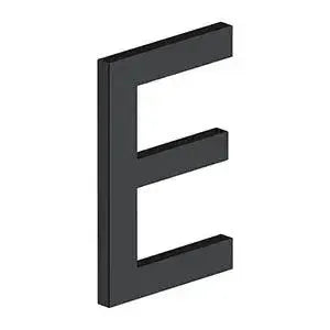 Deltana 4" Letter E, Modern E Series with Risers, Stainless Steel Paint Black
