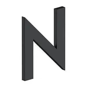 Deltana 4" Letter N, Modern B Series with Risers, Stainless Steel Paint Black