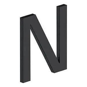 Deltana 4" Letter N, Modern E Series with Risers, Stainless Steel Paint Black