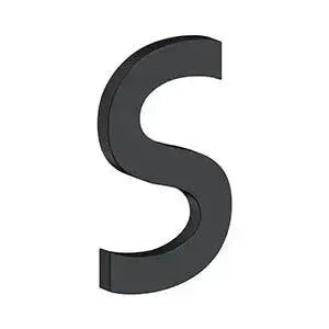 Deltana 4" Letter S, Modern B Series with Risers, Stainless Steel Paint Black