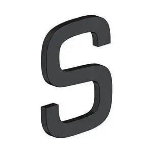 Deltana 4" Letter S, Modern E Series with Risers, Stainless Steel Paint Black