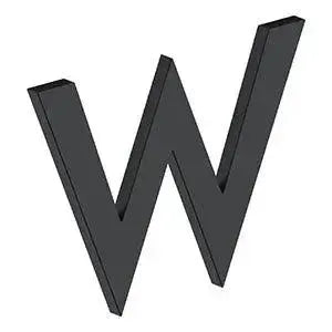 Deltana 4" Letter W, Modern B Series with Risers, Stainless Steel Paint Black