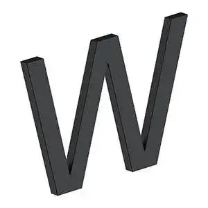 DeltanaDeltana 4" Letter W, Modern E Series with Risers, Stainless Steel in