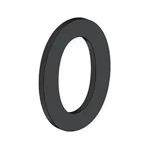 Deltana 4" Modern B Series House Number with Risers, Stainless Steel, No. 0 Paint Black