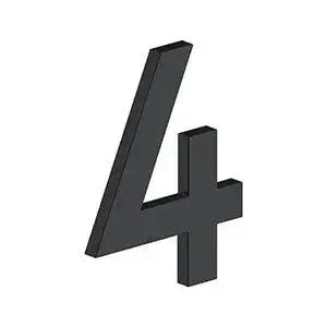 Deltana 4" Modern B Series House Number with Risers, Stainless Steel, No. 4 Paint Black