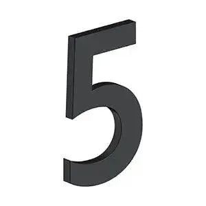 Deltana 4" Modern B Series House Number with Risers, Stainless Steel, No. 5 Paint Black