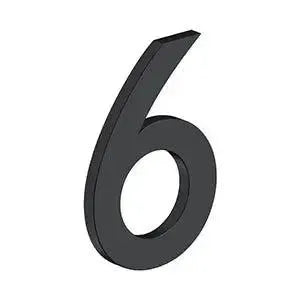 Deltana 4" Modern B Series House Number with Risers, Stainless Steel, No. 6 Paint Black