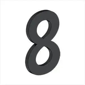 Deltana 4" Modern B Series House Number with Risers, Stainless Steel, No. 8 in Paint Black finish