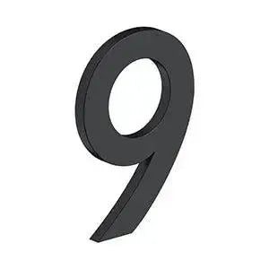 Deltana 4" Modern B Series House Number with Risers, Stainless Steel, No. 9 Paint Black