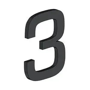 Deltana 4" Modern E Series House Number with Risers, Stainless Steel, No. 3 Paint Black