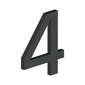 Deltana 4" Modern E Series House Number with Risers, Stainless Steel, No. 4 Paint Black
