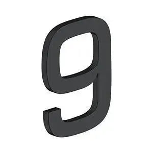Deltana 4" Modern E Series House Number with Risers, Stainless Steel, No. 9 Paint Black