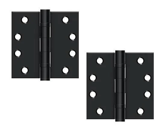 Deltana 4" x 4" Square Corner Ball Bearing Hinge, Heavy Duty Paint Black