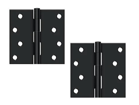Deltana 4" x 4" Square Corner Hinge, Residential Paint Black